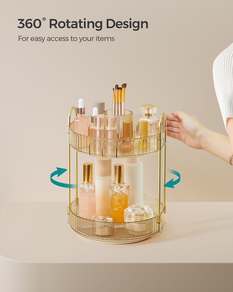 SONGMICS Round Rotating Skincare Organizer Countertop 