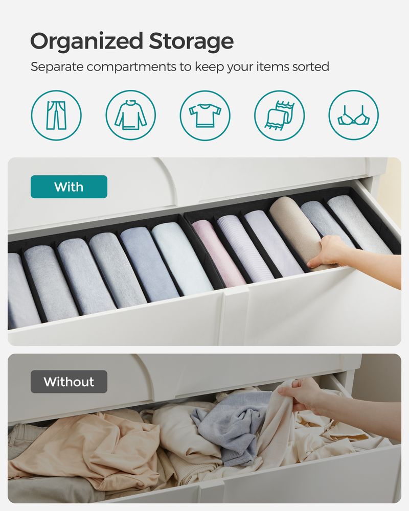 SONGMICS Wardrobe Clothes Organizer with 6 Grids 