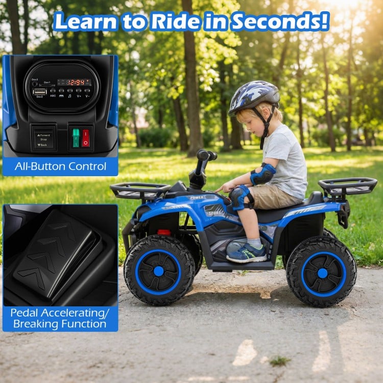 24V Electric Ride On Quad with LED Headlights-Blue