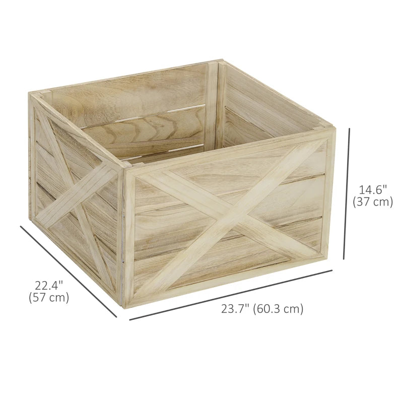 HOMCOM 28" Farmhouse Wooden Christmas Tree Base Cover – Rustic Tree Collar Box with Light Distressed Wood Finish for Holiday Decoration 