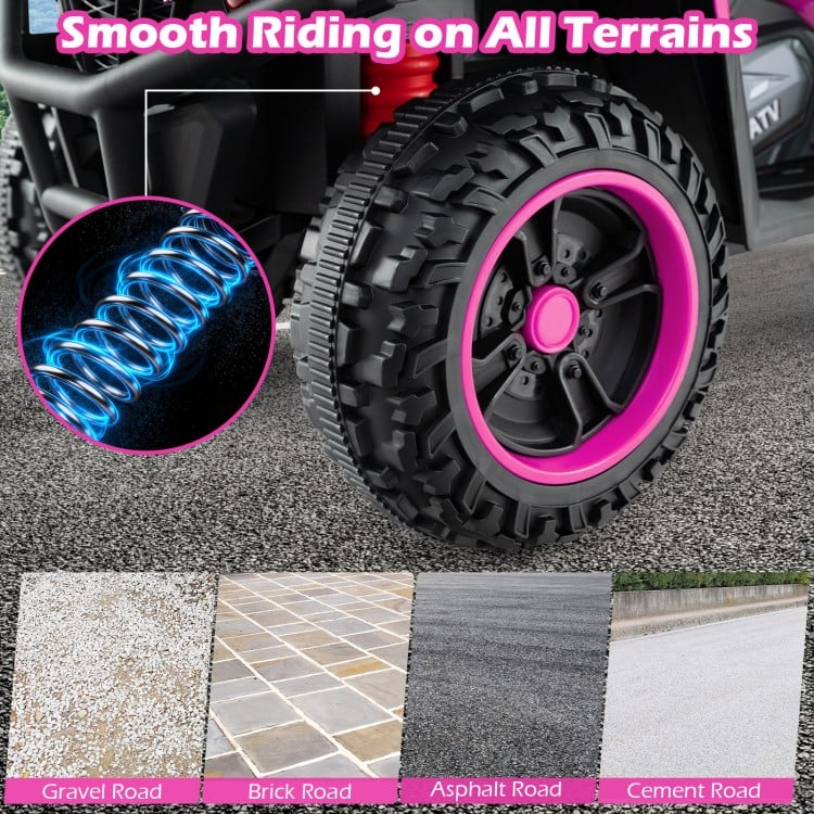 24V Electric Ride On Quad with LED Headlights-Pink