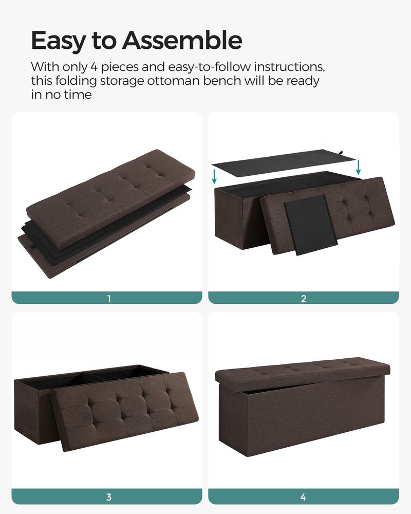 SONGMICS MAZIE Collection 43'' Folding Storage Ottoman Bench 