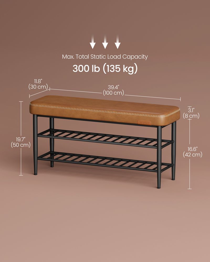VASAGLE EKHO Collection - Shoe Bench with Metal Shelves 