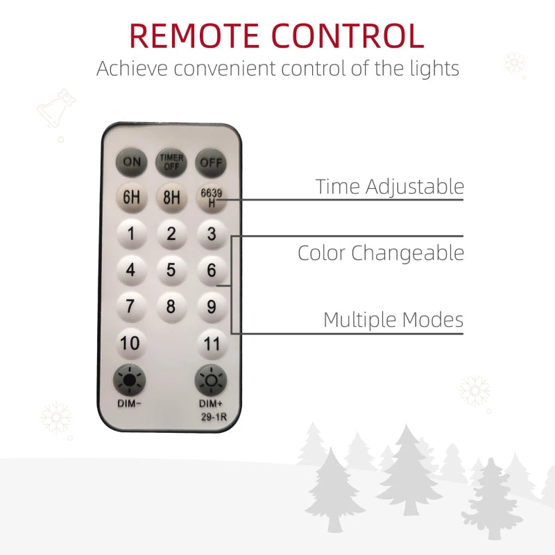 HOMCOM 7FT Prelit Artificial Christmas Tree with Dual-Colour LED Lights, Hinged Xmas Tree with Remote for Home & Office Holiday Décor 