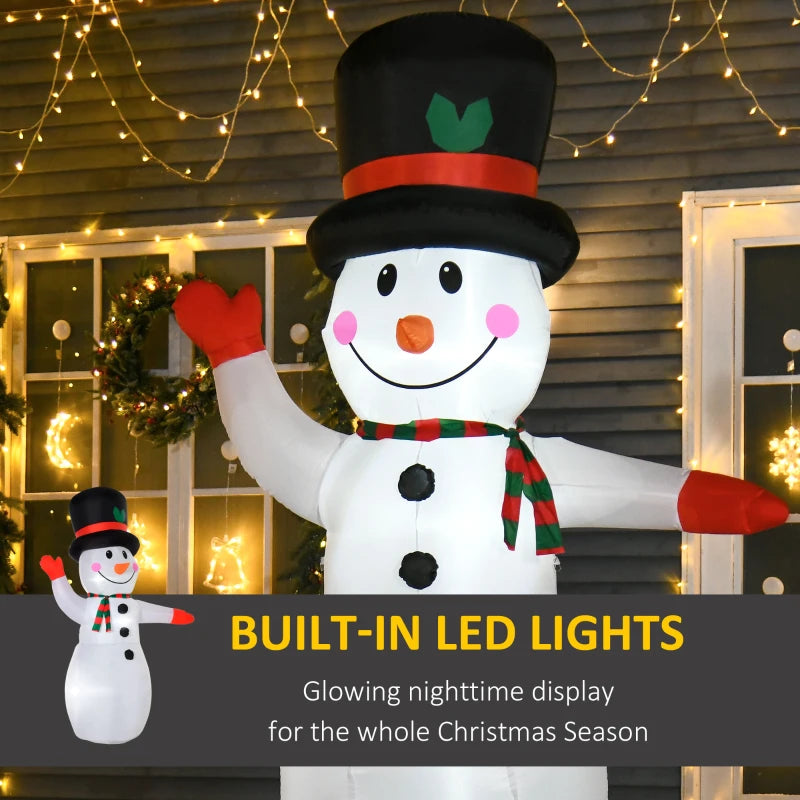 HOMCOM 4FT Inflatable Christmas Snowmen Family, LED Lighted Holiday Blow Up Decoration for Indoor & Outdoor Display 