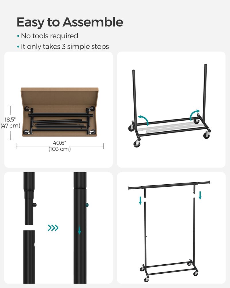 SONGMICS Clothes Rack with Extendable Hanging Rail 