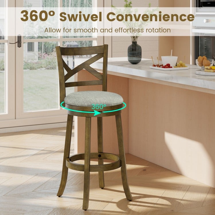 25/30 Inch Swivel Bar Stools Set of 2 with Backrests and Wood Frame-30 inches
