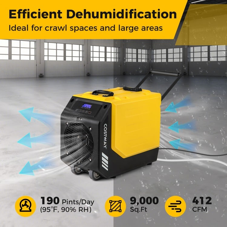 190 PPD Commercial Dehumidifier with Pump and 2 Wheels