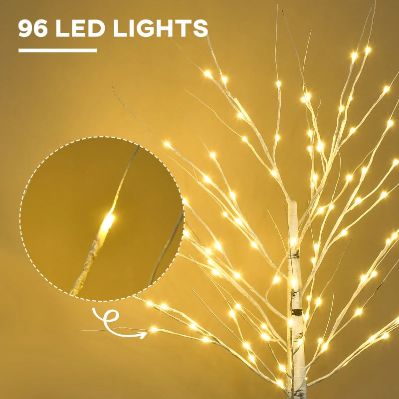 Outsunny Garden Birch Tree Light with 58 Warm LED Lights and 8 Modes, DIY Artificial Lamp for Indoor & Outdoor Parties 