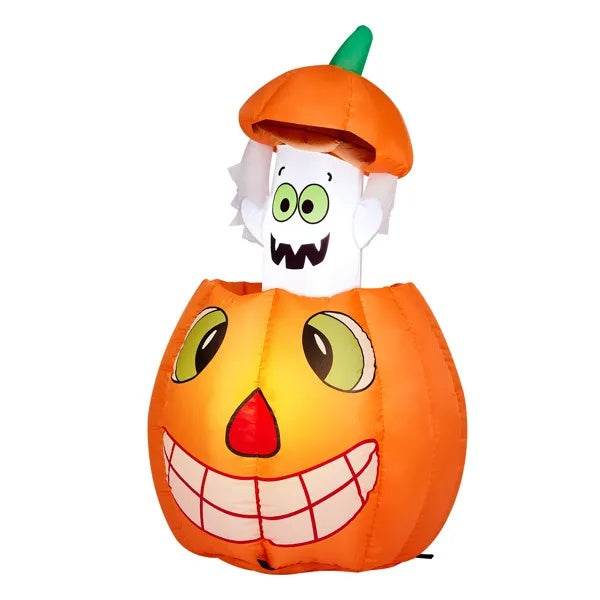 2.8 FT Halloween Inflatables Animated Pumpkin Ghost, Outdoor Decorations Blow Up Yard Decor With Built-in LEDs For Indoor Party Garden Lawn Decor 
