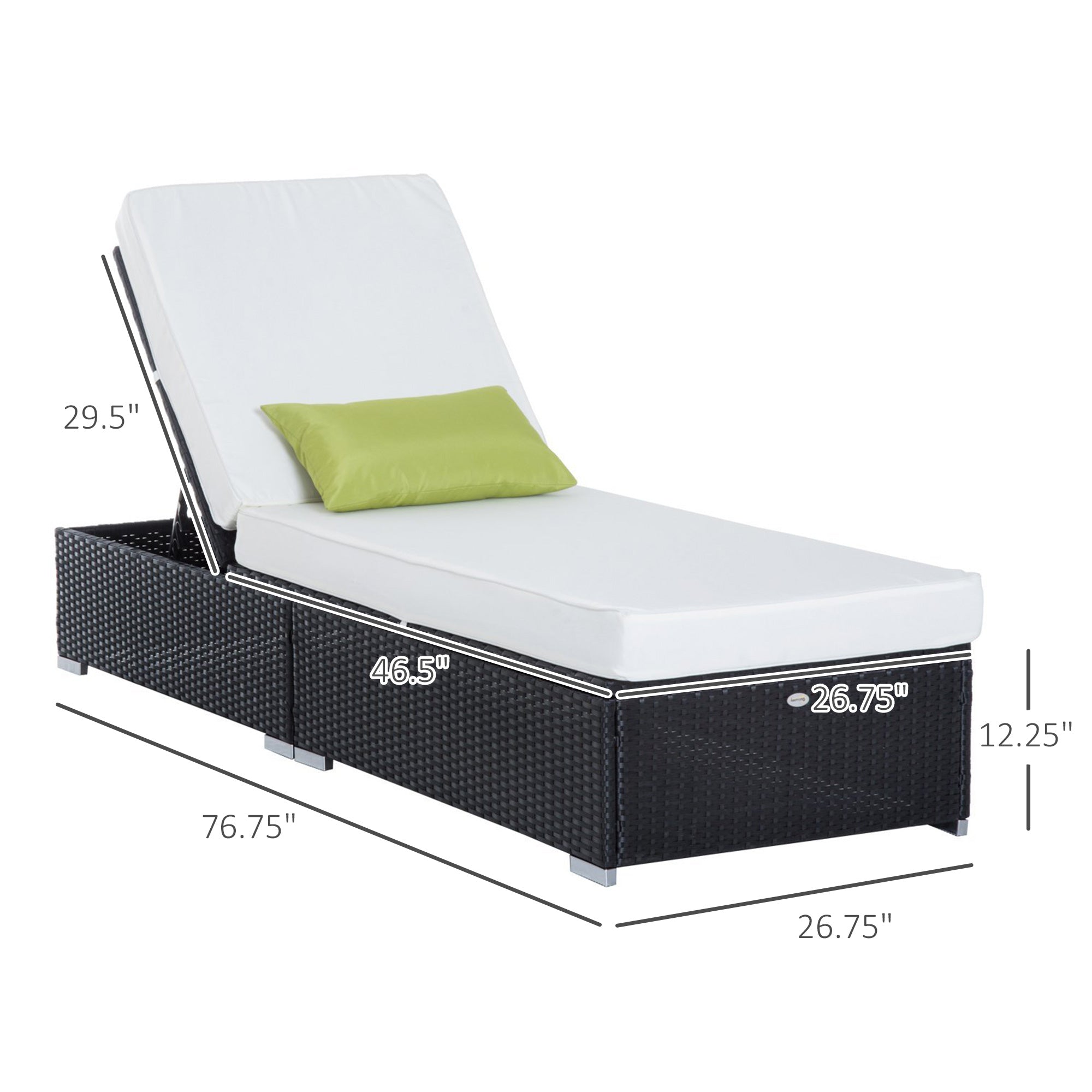 Outsunny Luxury Patio Sun Lounger in Cream PE Rattan Outdoor Chaise with Aluminum Frame Elegant Garden Furniture 