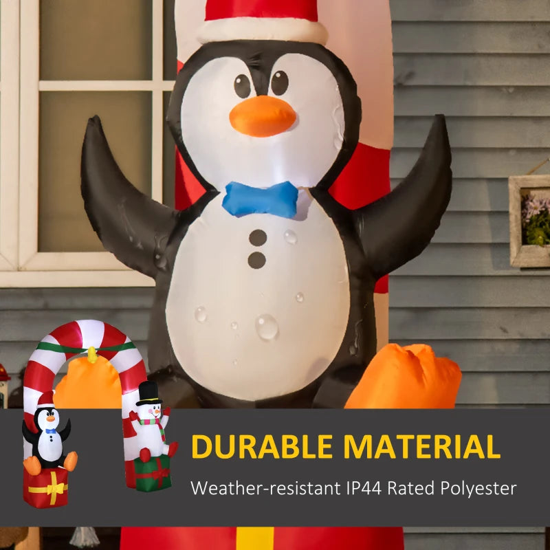 HOMCOM 9FT Inflatable Christmas Archway with Santa Claus & Snowman, Outdoor Blow Up Decoration with LED Lights 