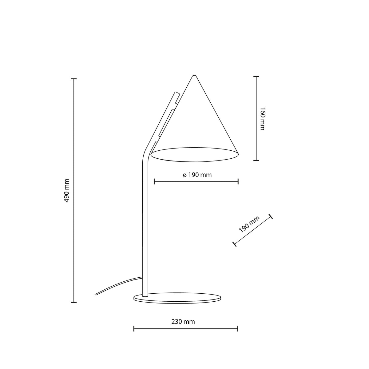 CONO Black Modern Minimalist Night Lamp
