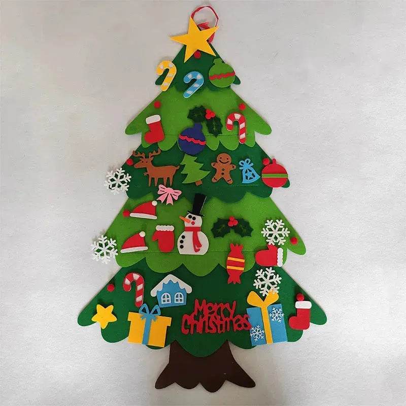 DIY Felt Christmas Tree New Year Toddler Kids Handmade Gift Toys Door Wall Hanging Ornaments Holiday Party Home Decor Set 