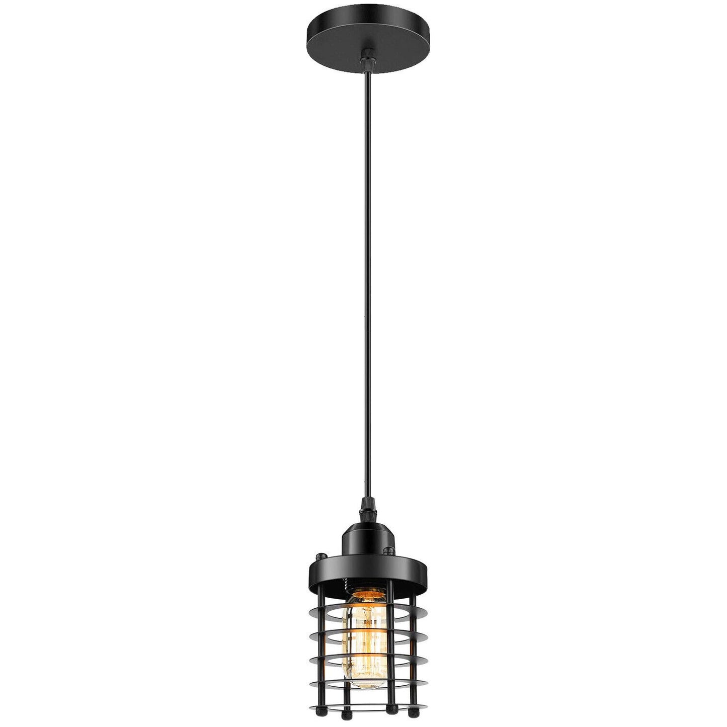 Round Cage Metal Pendant light in Black~1576