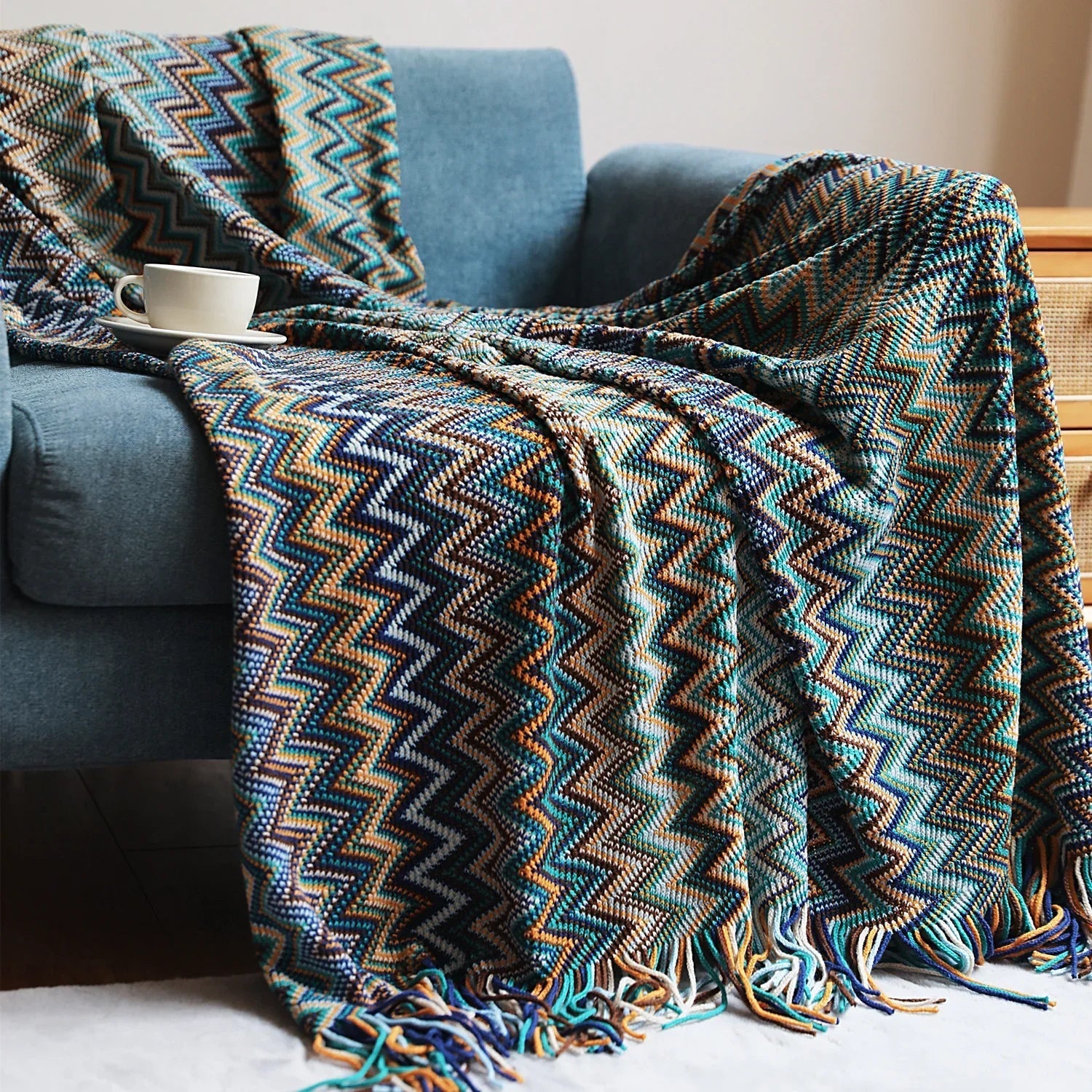 Bohemian Sofa Blanket Cross Border Knitting Blanket Office Nap Blanket Air Conditioning Blanket 