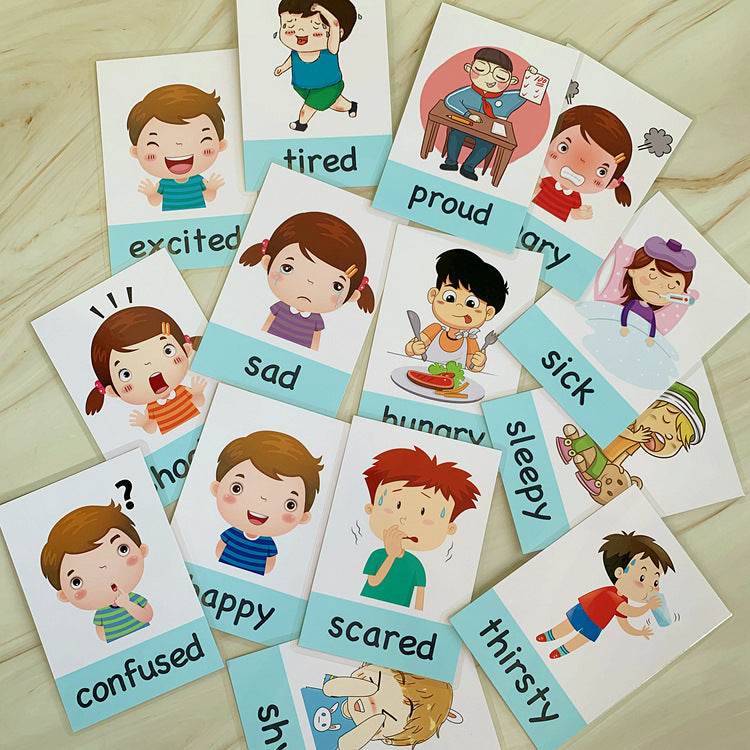 14 pcs Kids Learning Emotions Cognitive Flash Cards 