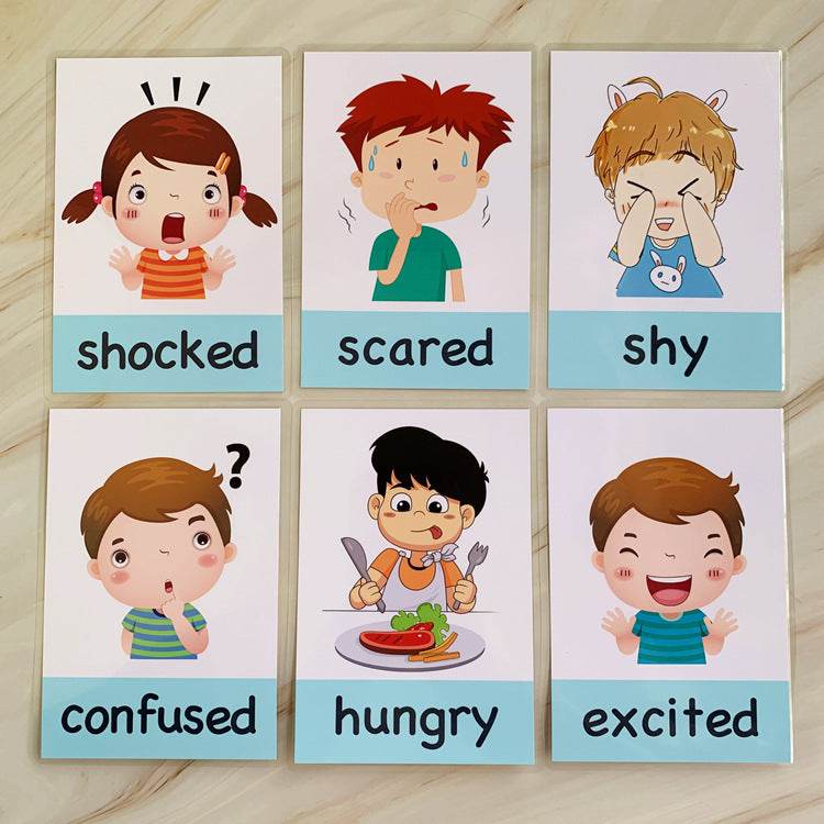 14 pcs Kids Learning Emotions Cognitive Flash Cards 