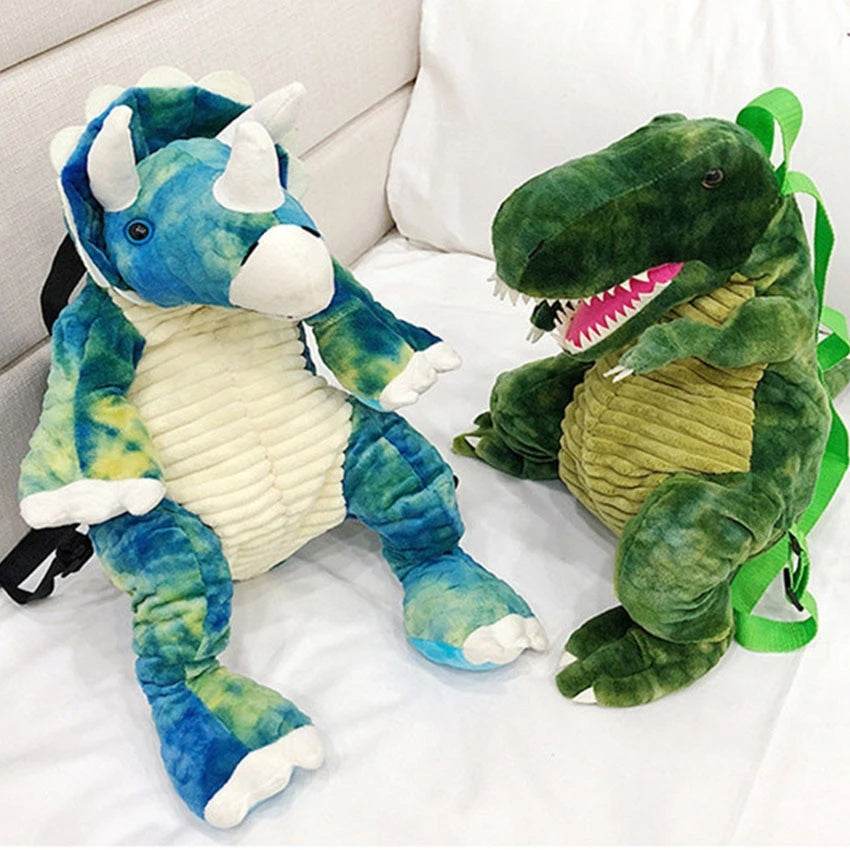 3D Dinosaur Kids Backpack – Cute Cartoon Plush Bag 