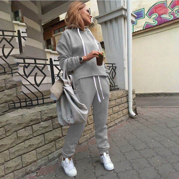 2pcs unisex Drawstring Hoodie Sport suit Athleisure wear 
