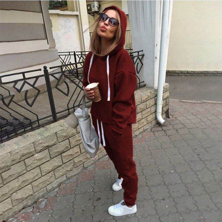 2pcs unisex Drawstring Hoodie Sport suit Athleisure wear 