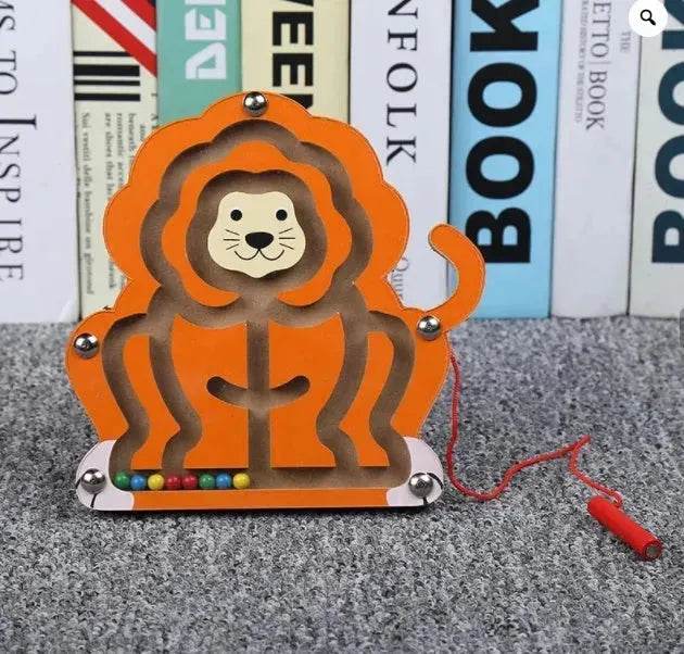 Children Magnetic Maze Toy Kids Wooden Puzzle Game Toy Kids Early Educational Brain Teaser Wooden Toy Intellectual Jigsaw Board 