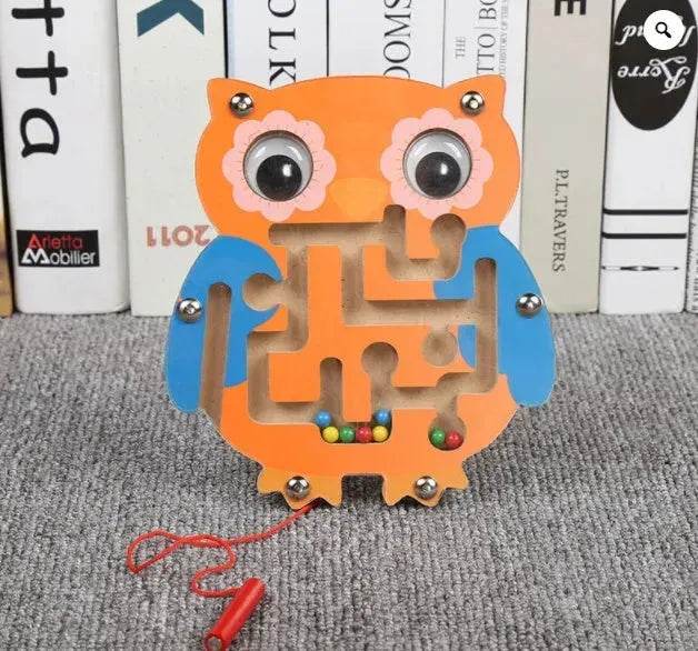 Children Magnetic Maze Toy Kids Wooden Puzzle Game Toy Kids Early Educational Brain Teaser Wooden Toy Intellectual Jigsaw Board 