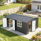 16' x 12' Outdoor Metal Storage Shed | Heavy-Duty Garden Shed with Double Doors, Dark Gray