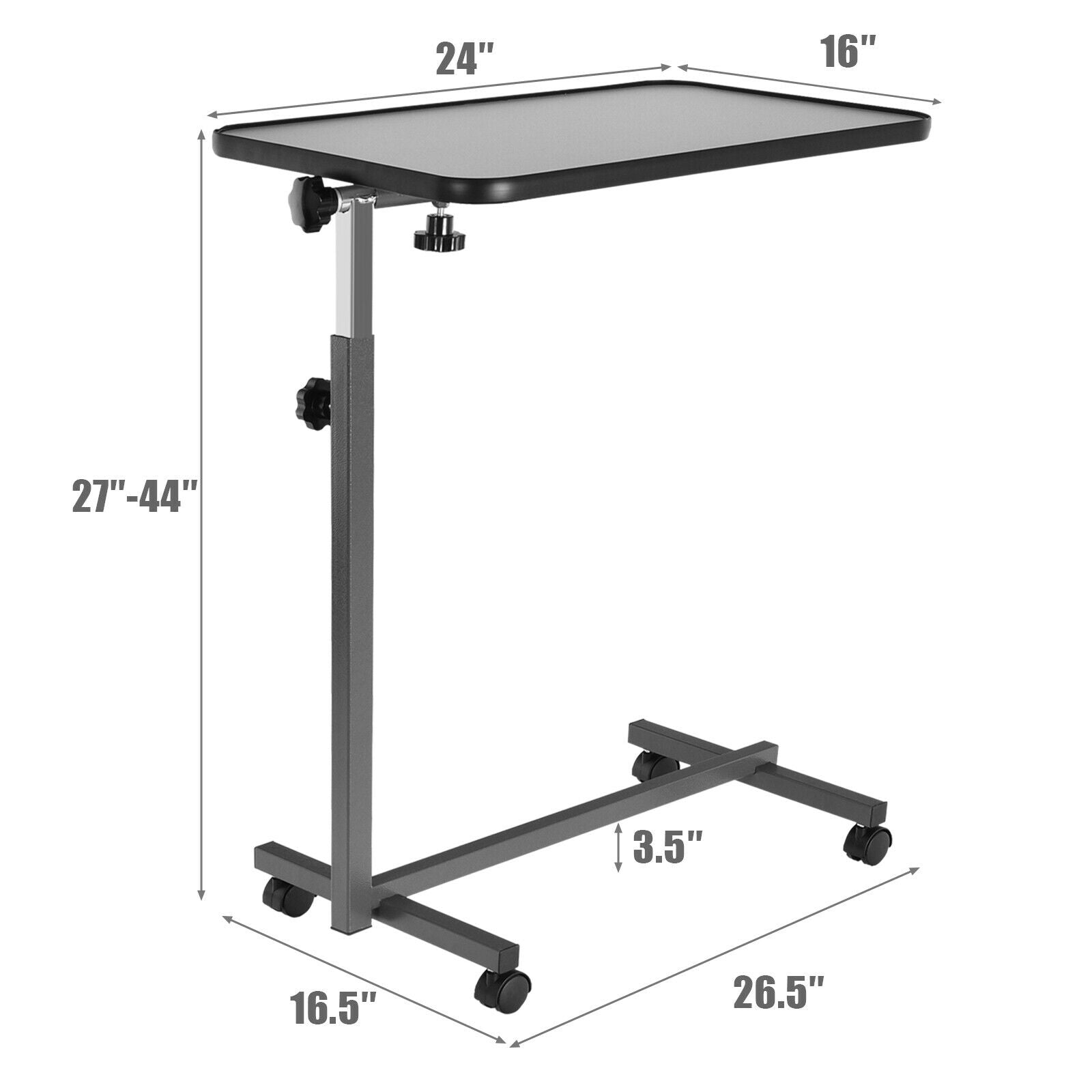 Overbed Rolling Table Food Tray-GrayÂ 