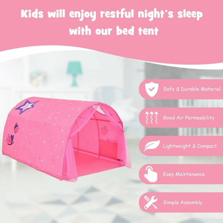 Kids Portable Galaxy Starry Sky Dream Portable Play Tent with Double Net Curtain-Purple