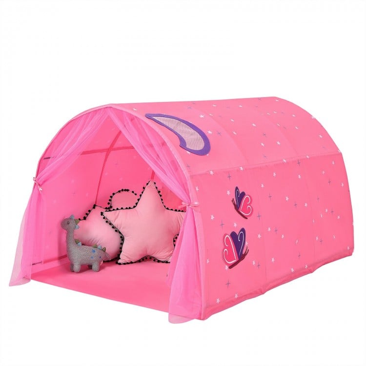 Kids Portable Galaxy Starry Sky Dream Portable Play Tent with Double Net Curtain-Purple