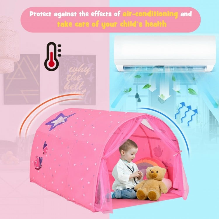 Kids Portable Galaxy Starry Sky Dream Portable Play Tent with Double Net Curtain-Purple