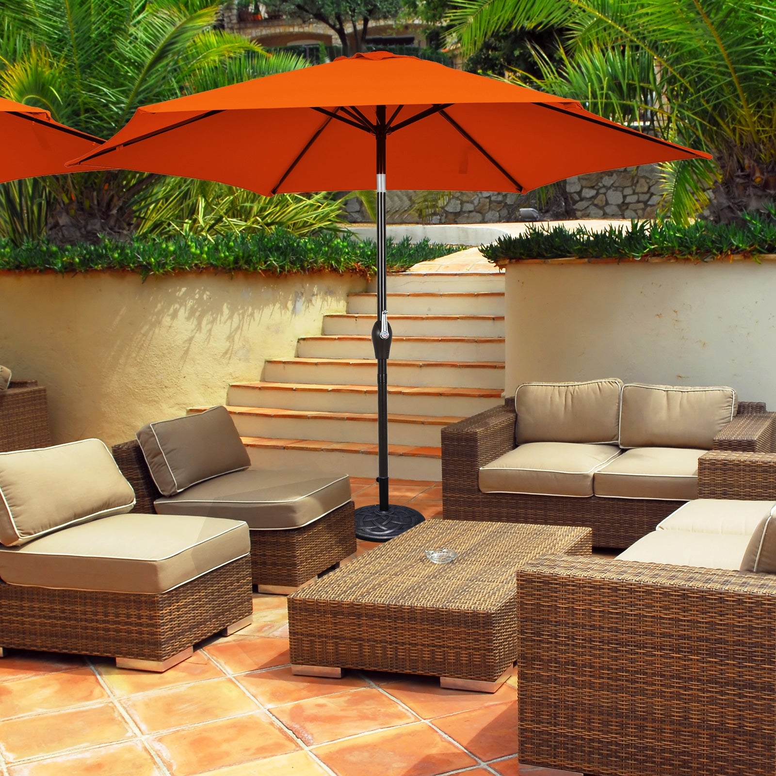 10 Feet Outdoor Patio Umbrella with Tilt Adjustment and Crank-OrangeÂ 