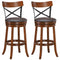 Set of 2 Bar Stools 360-Degree Swivel Dining Bar Chairs with Rubber Wood Legs-L