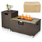 32 Inch x 20 Inch Propane Rattan Fire Pit Table Set with Side Table Tank and Cover