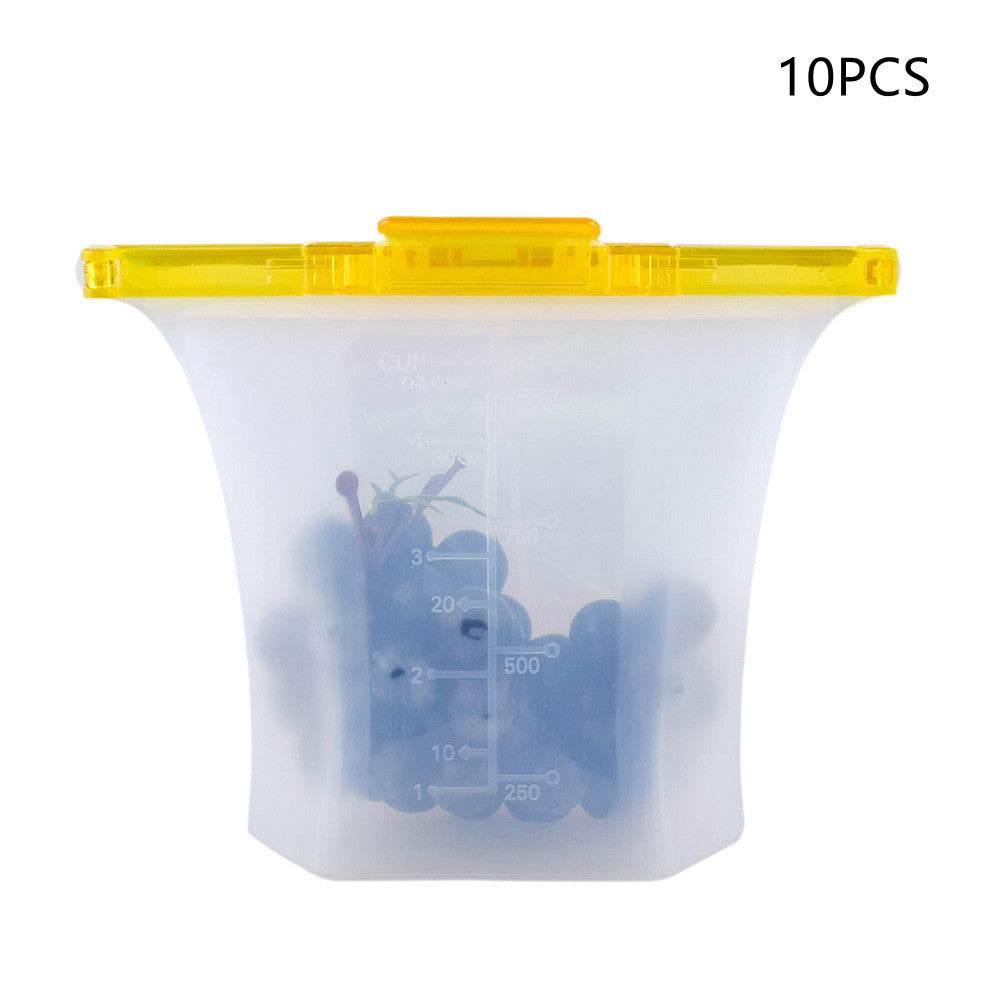 10pcs Kitchen Refrigerator Silicone Food Storage Bag 