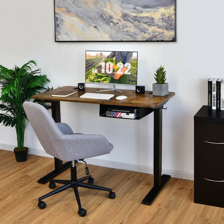 48-inch Electric Height Adjustable Standing Desk with Control Panel-Rustic Brown