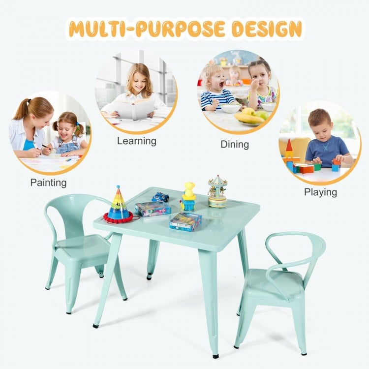27-Inch Kids Square Steel Table Play Learn Activity Table-Blue