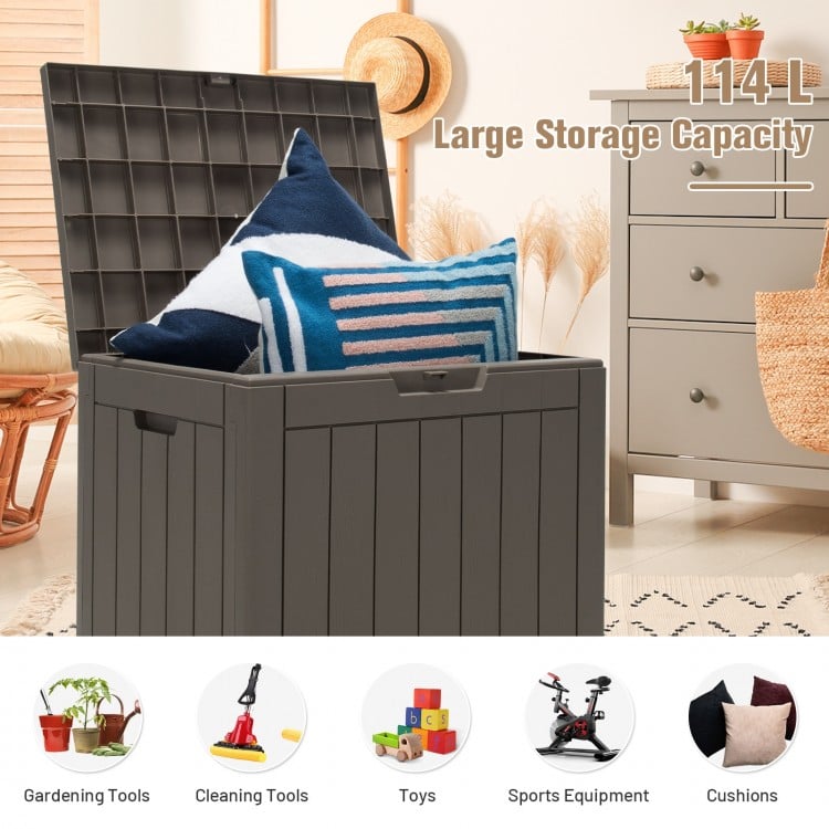30 Gallon Deck Box Storage Seating Container-Light Brown
