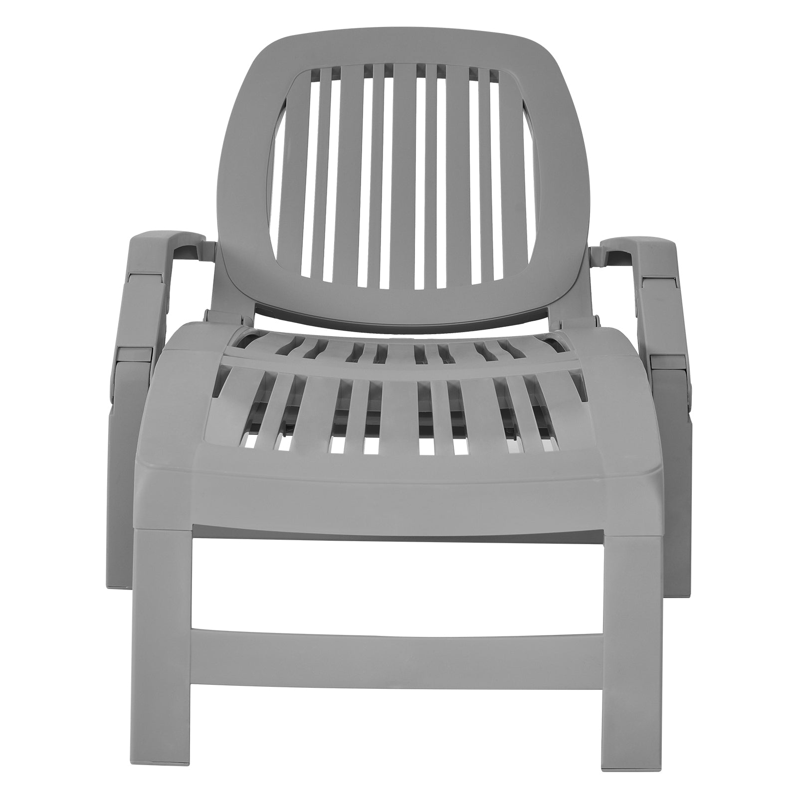 Adjustable Patio Sun Lounger with Weather Resistant Wheels-Gray