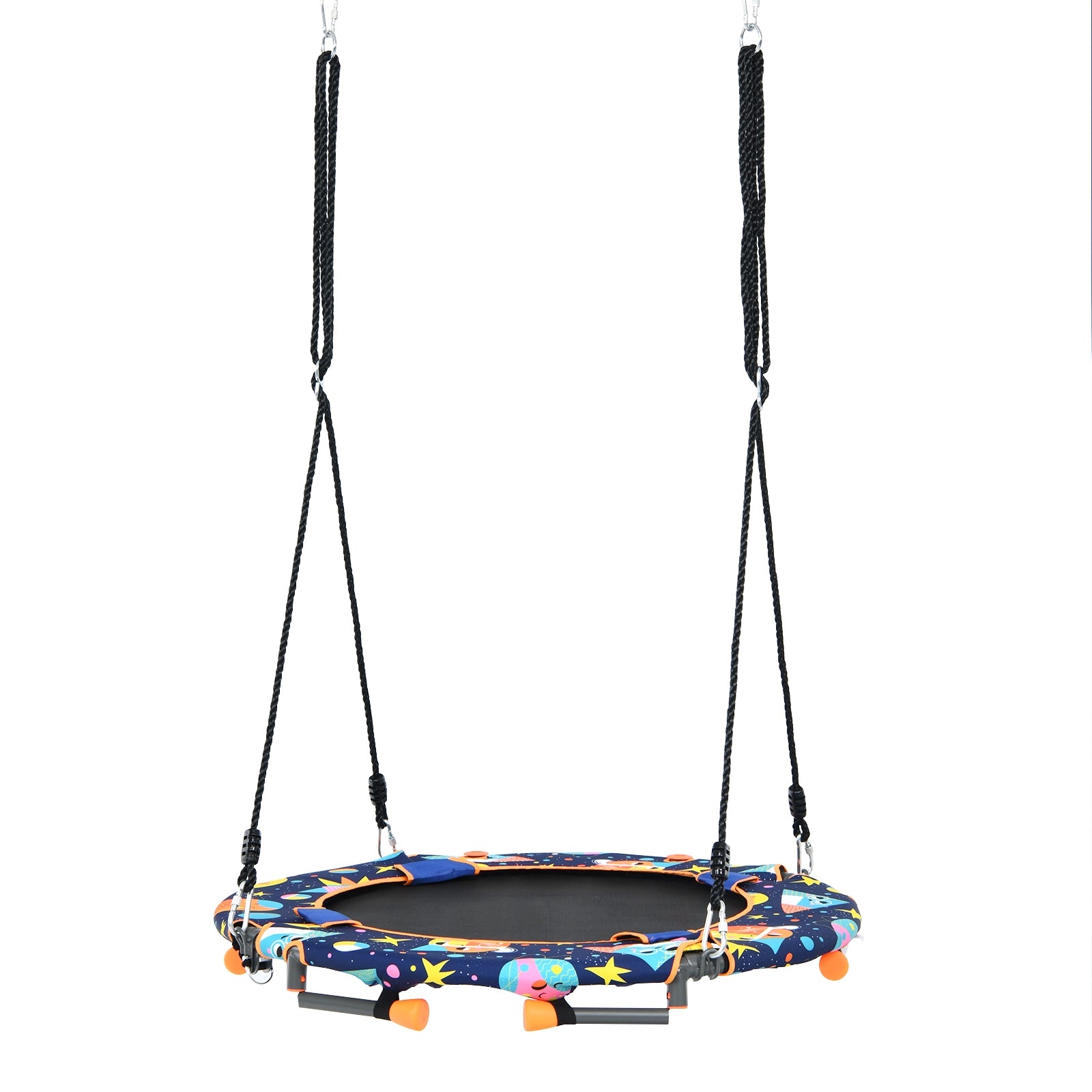 Convertible Swing and Trampoline Set with Upholstered Handrail