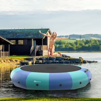 15 Feet Inflatable Splash Padded Water Bouncer Trampoline-Blue 