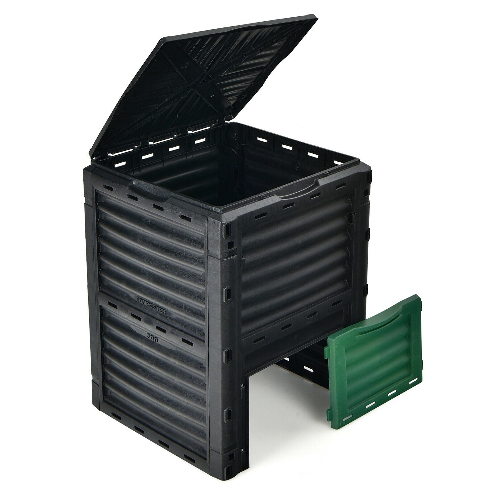 80-Gallon Outdoor Composter with Large Openable Lid and Bottom Exit Door