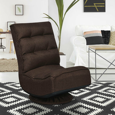 5-Position Folding Floor Gaming Chair-Brown 