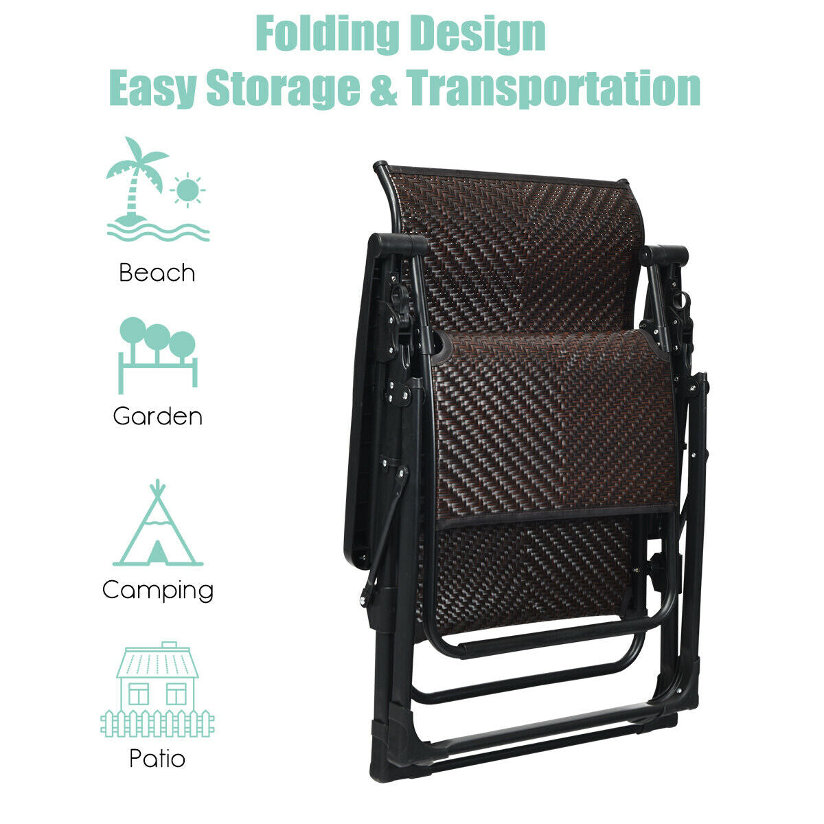 Patio Rattan Zero Gravity Lounge Chair