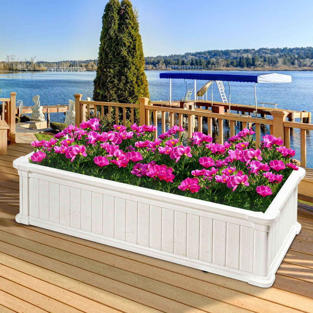 2 PCS Raised Garden Rectangle Plant Box-White