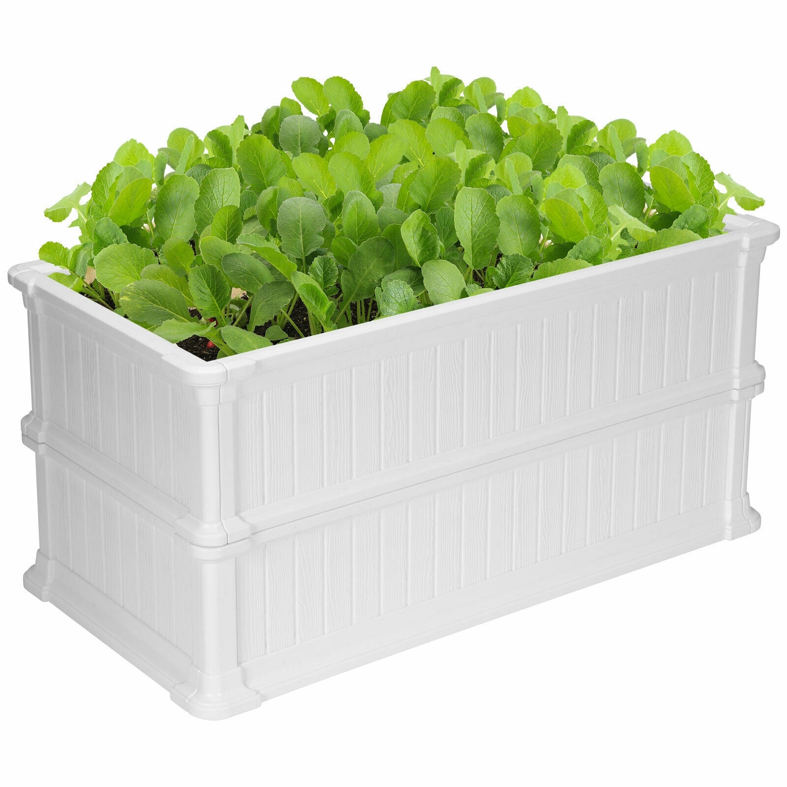 2 PCS Raised Garden Rectangle Plant Box-White