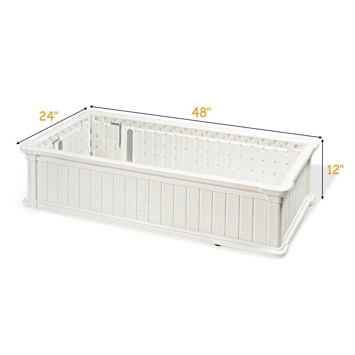 2 PCS Raised Garden Rectangle Plant Box-White