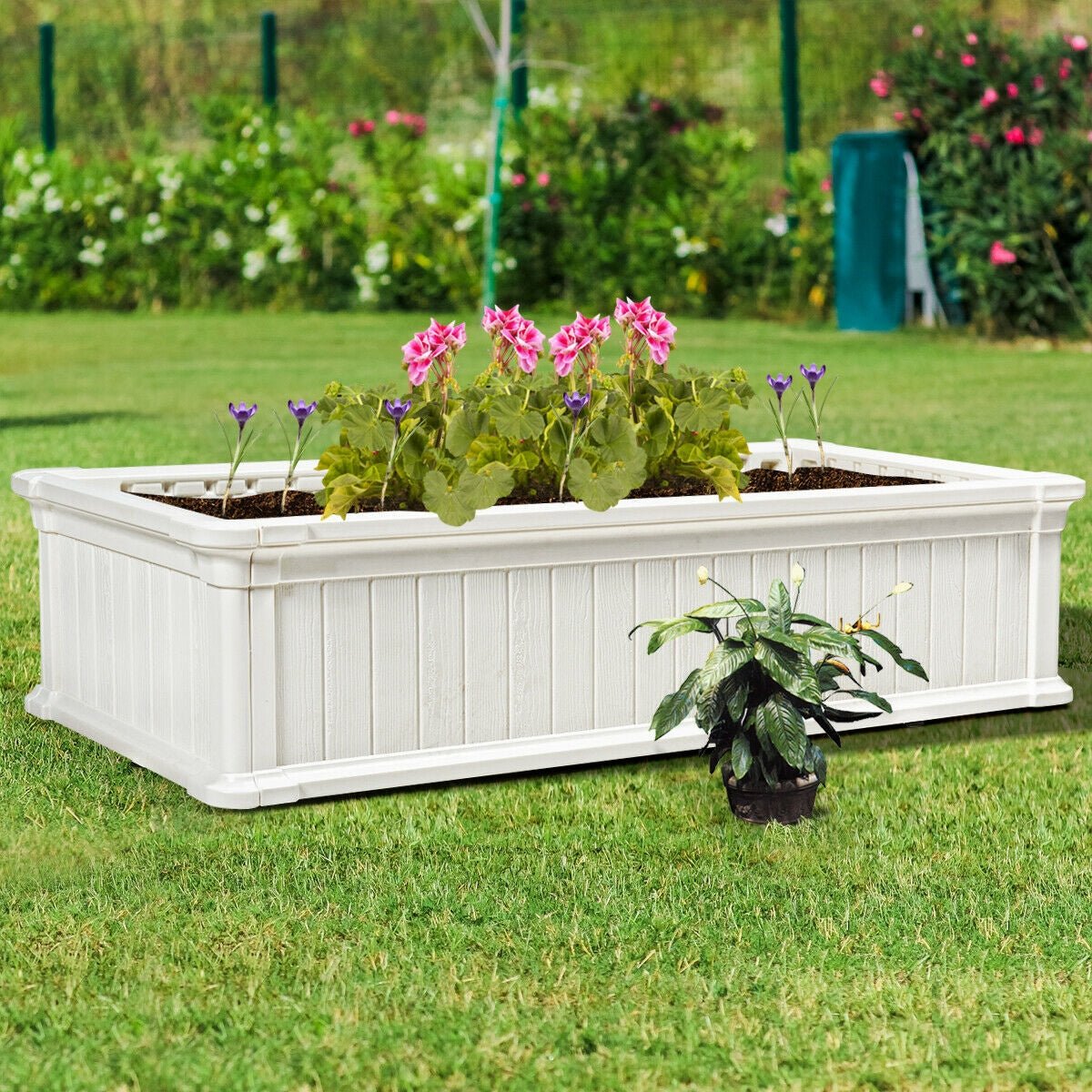 2 PCS Raised Garden Rectangle Plant Box-White