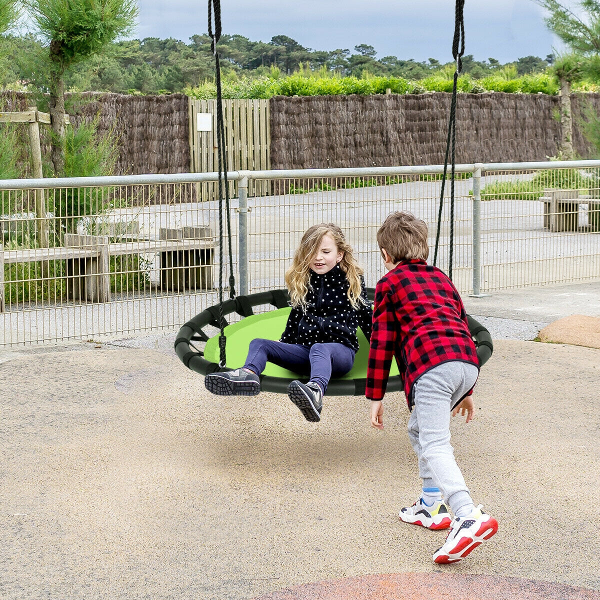 40" Flying Saucer Round Swing Kids Play Set-Green 